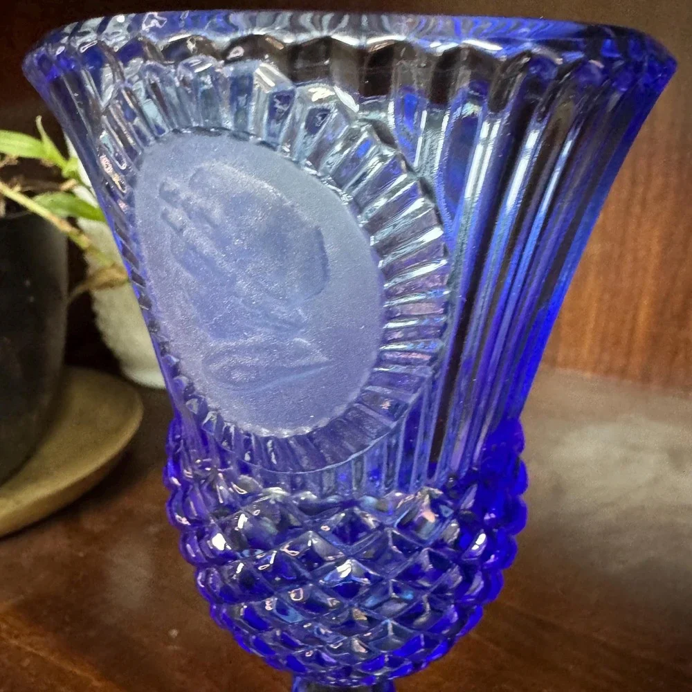 Vintage Avon Fostoria Cobalt‎ Blue George Washington Goblet